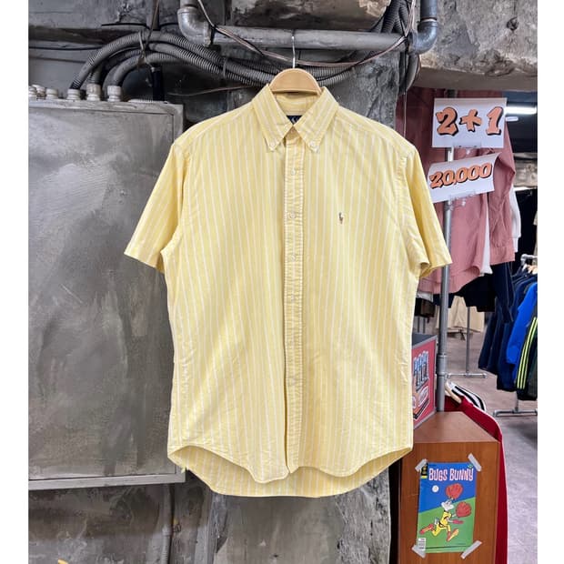 폴로 랄프로렌 스트라이프 반팔 셔츠 옐로우 90 #csz3351