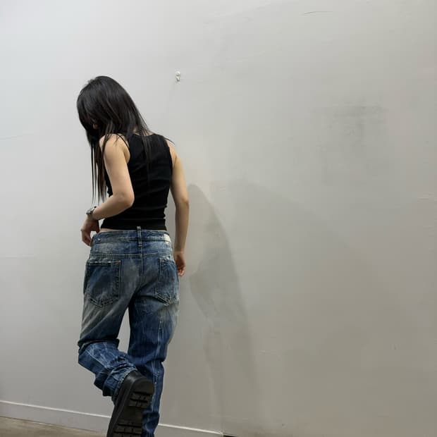 디스퀘어드 워싱 페인팅 데님팬츠