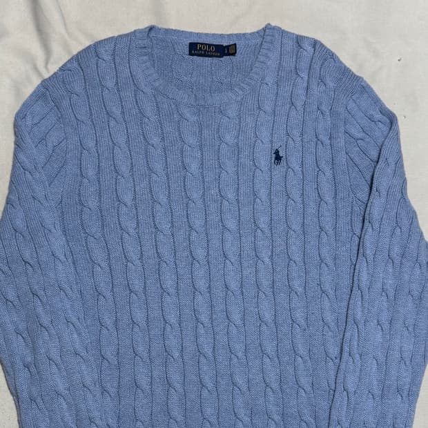 L 폴로랄프로렌 스카이블루 케이블 니트