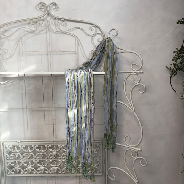 Purple green stitch stripe scarf