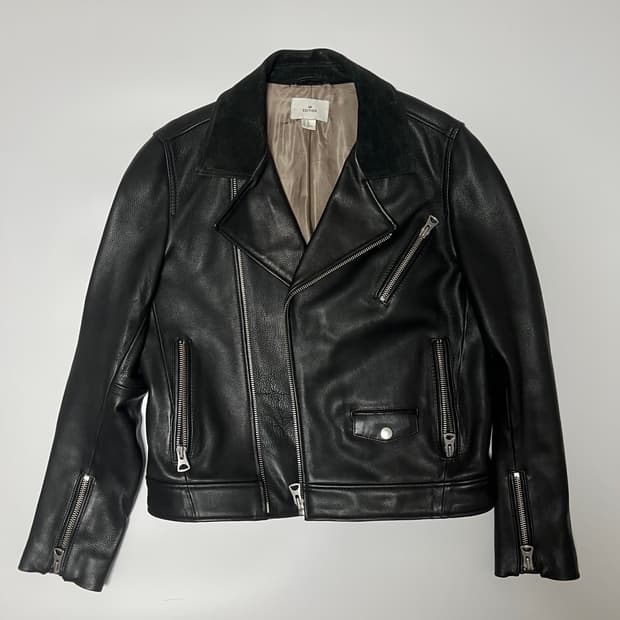 H&M 에디션 벨벳카라 라이더 소가죽 자켓