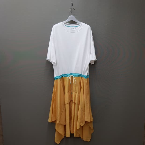 한섬 시스템 컬러블록 언발란스 원피스 M사이즈