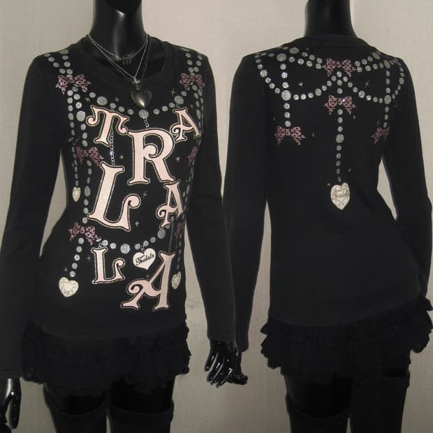 트랄라라 TRALALA 글리터 프린팅 롱슬리브 탑 히메갸루