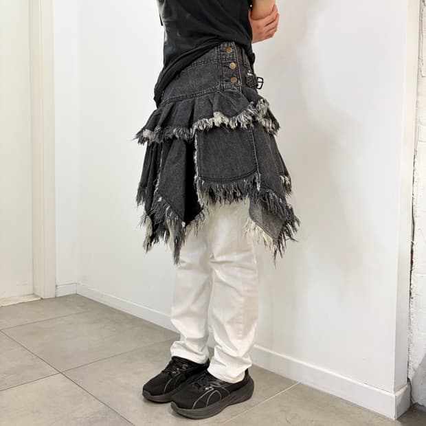 ALGONQUINS 알곤퀸즈 펑크 캉캉 흑청 데님 랩스커트 치마