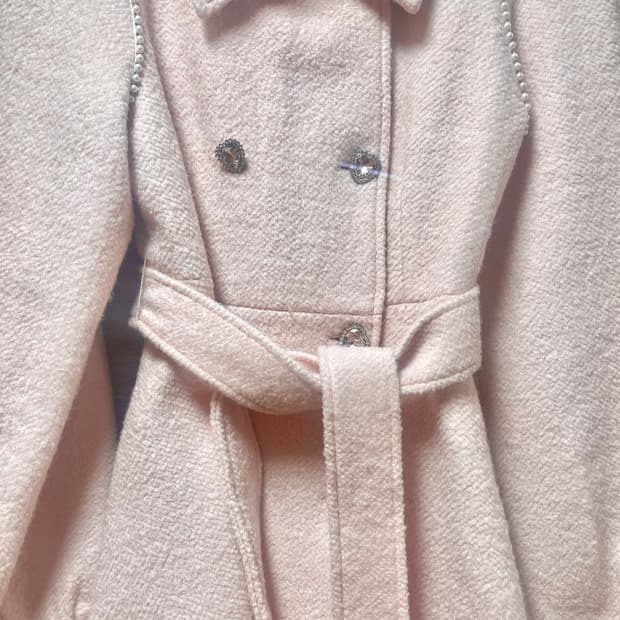 핑크 더블코트 리본 벨트 코트 히메갸루 양산형