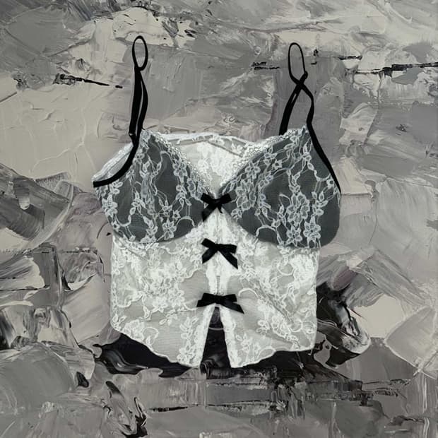 빈티지 레이스 리본 탑