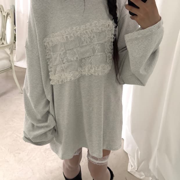사화룸 패치 롱슬리브 그레이