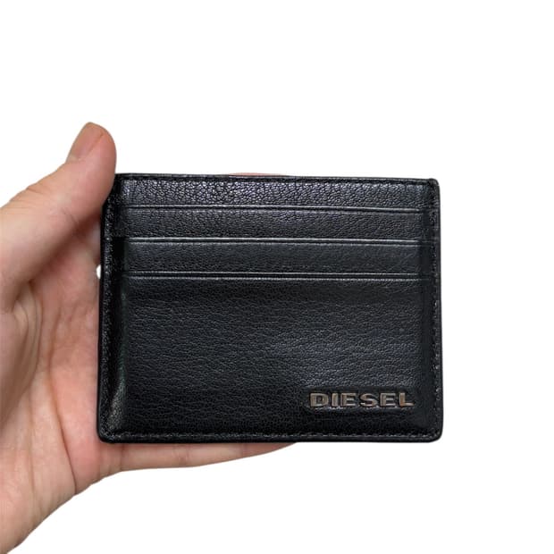 디젤 메탈로고 블랙 카드지갑 