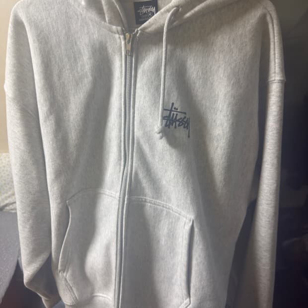 스투시 베이직 후드집업 에쉬헤더