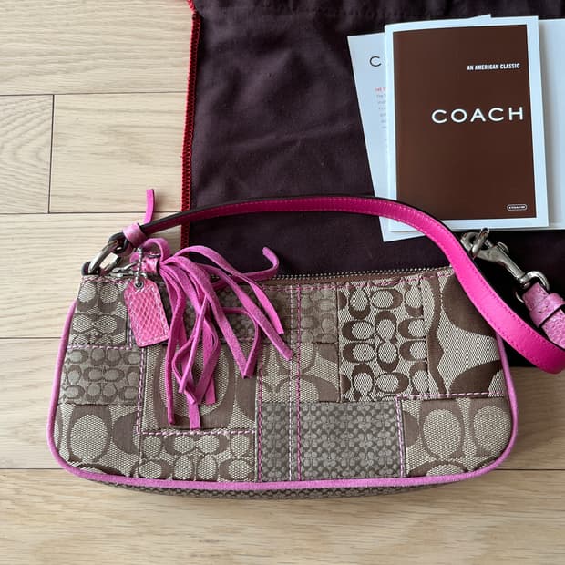 (Rare)00s Coach 코치 핑크 스웨이드 콤비백 