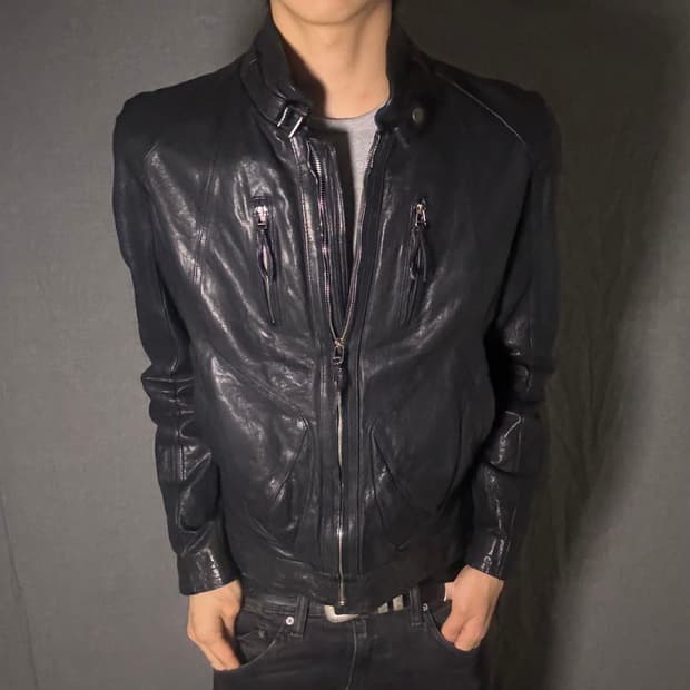 vintage black leather jacket