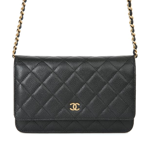 샤넬 클래식 캐비어 WOC 체인 미니크로스 블랙 금장 AP0250