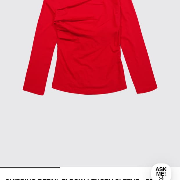 생긴스튜디오 SHIRRING DETAIL ELBOW SLEEVE RED