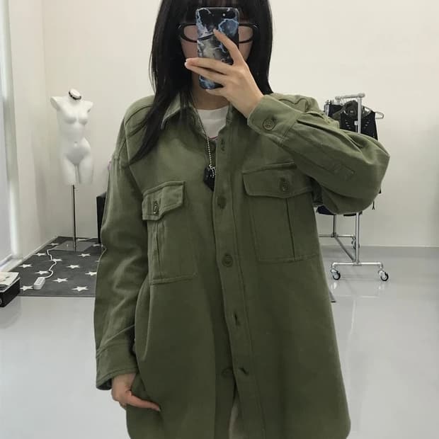 글로벌 워크 카키 셔츠