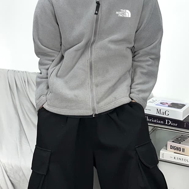 노스페이스 그레이 플리스 자켓 M