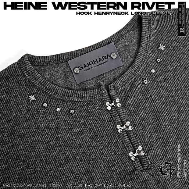 Heine western 리벳 후크 롱슬리브 (gray)