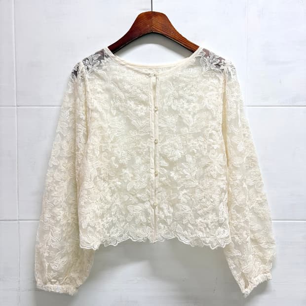 AMERICAN HOLIC 오간자 자수 레이스 블라우스 가디건 JPN 