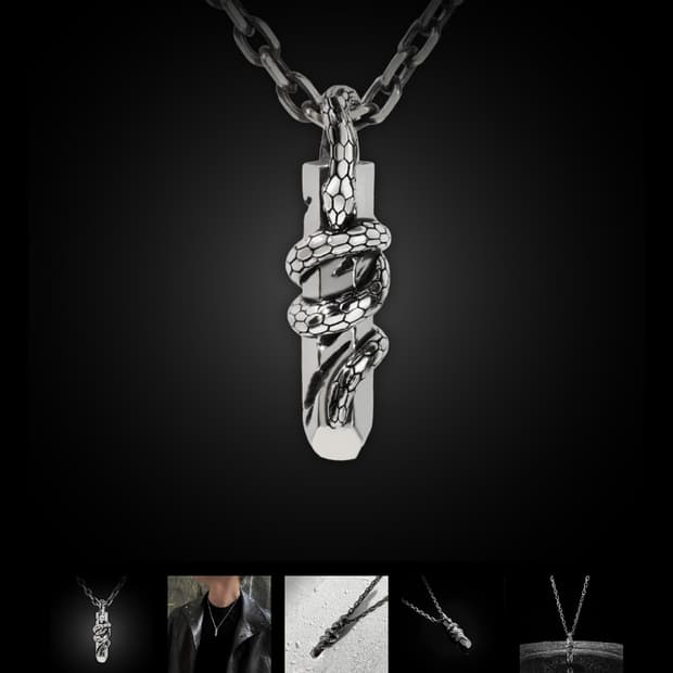 웰스오너 stone snake necklace 925실버