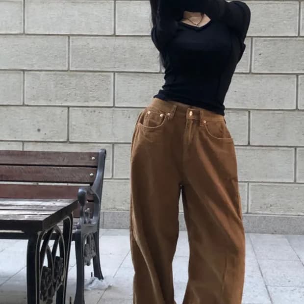 코듀로이 골덴 캬멜 브라운 팬츠