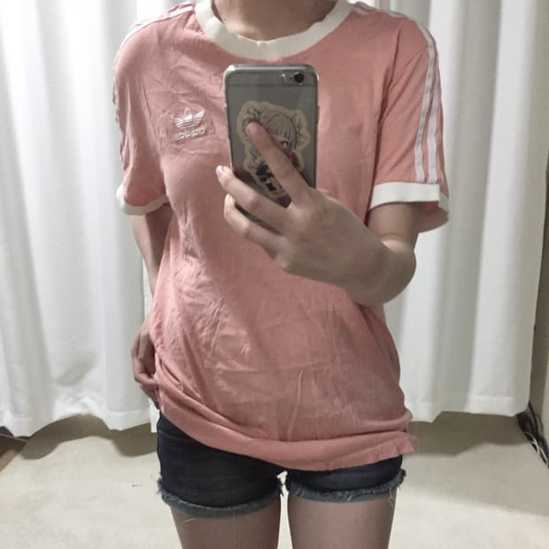 아디다스 핑크 딸기우유 링거 반팔 티셔츠