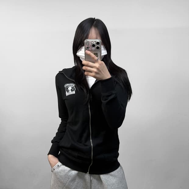 히스테릭글래머 빅 프린팅 스웻 집업 자켓 블랙