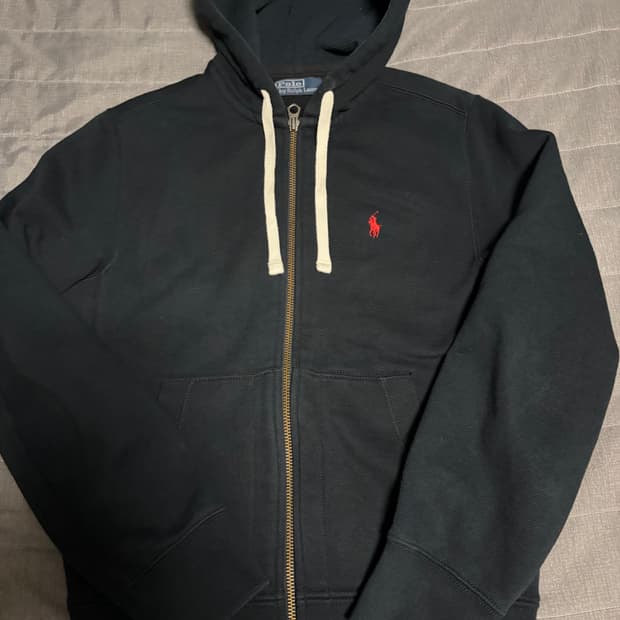 정품)폴로 와플 후드집업 블랙 