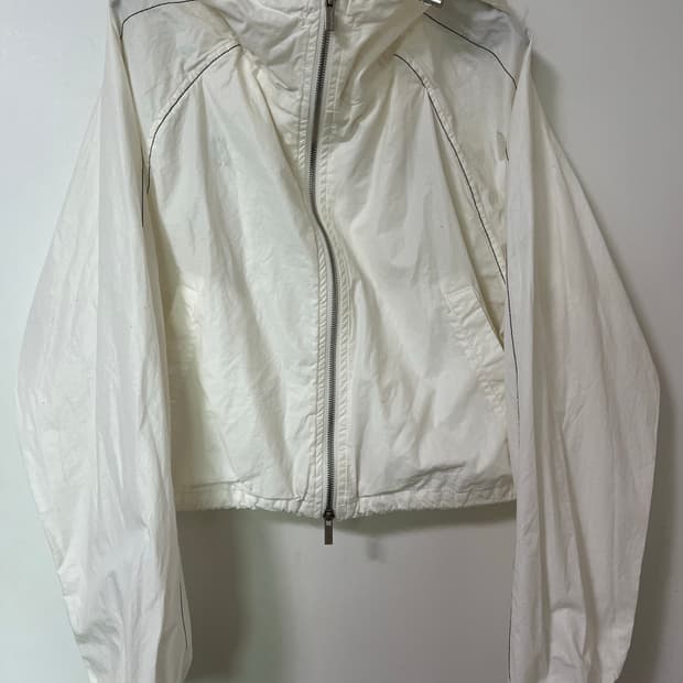 마뗑킴 크롭 후디 코팅 점퍼 아이보리