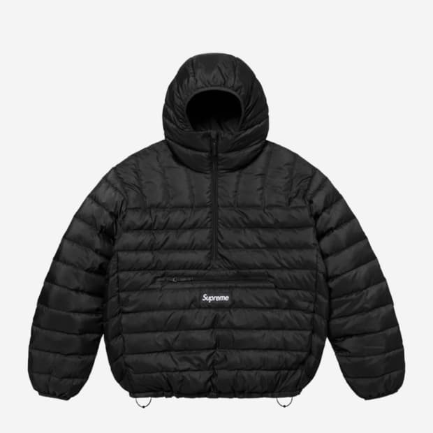 슈프림 24fw 다운 하프집 후드 풀오버 블랙 m
