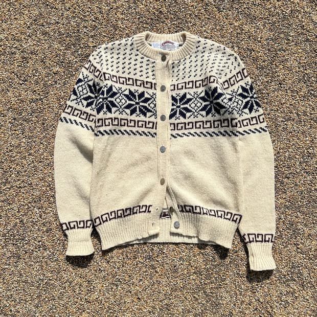 빈티지 노르딕 패턴 니트 가디건