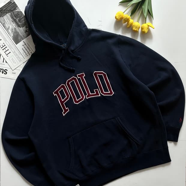 Polo 폴로랄프로렌 QR 빅로고 네이비 후드티