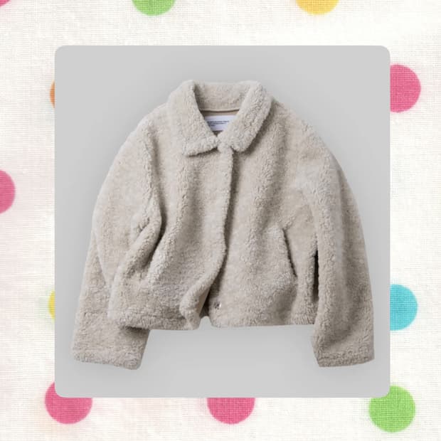 썸플레이스 에코 퍼 플리스 숏 무스탕 자켓 점퍼 베이지