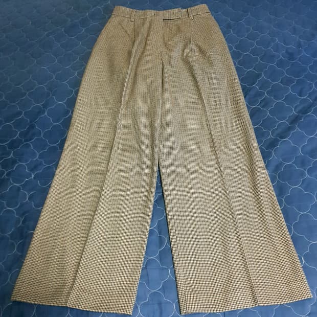 지오다노 우먼 하운드투스 핀턱 와이드핏 슬랙스 브라운 (28)