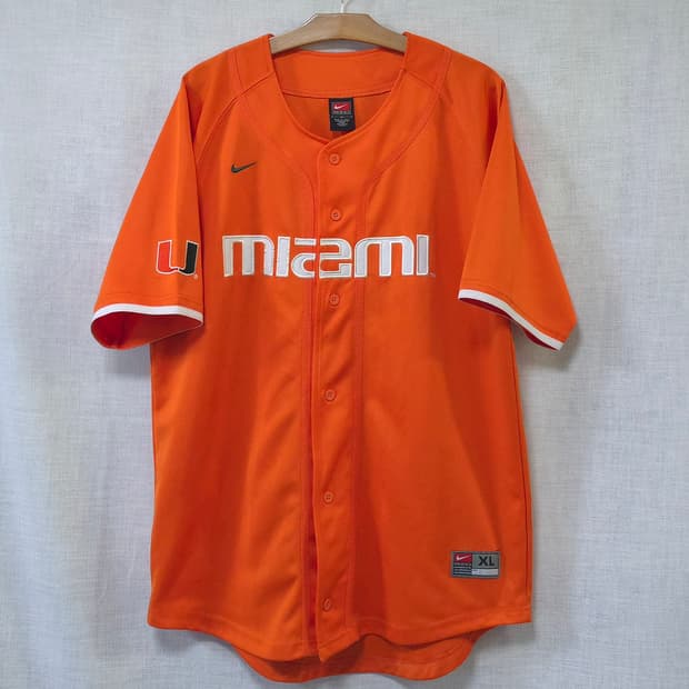 나이키 Nike Team 마이애미 허리케인스 야구 저지 반팔 자켓 유니폼