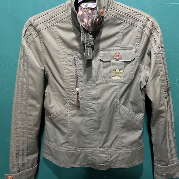 아디다스 y2k 트레포일 숏 자켓 카키90