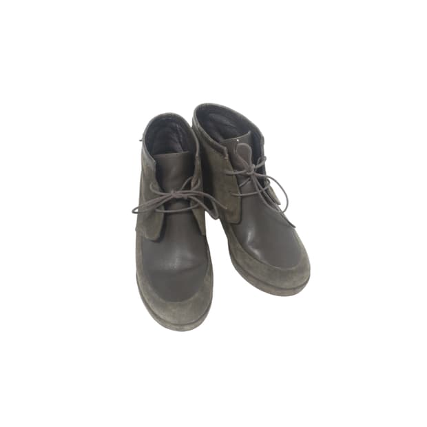 CAMPER greyish brown leather loafer heel