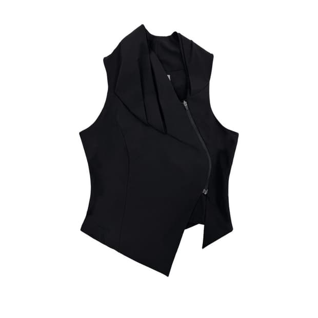 Draped Collar zip Shirt