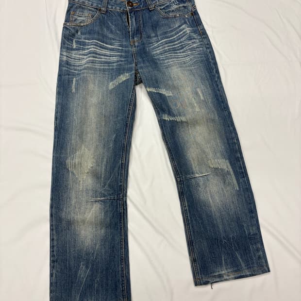 탑스웨이크 디스트로이드 빈티지 패치워크 데님 팬츠