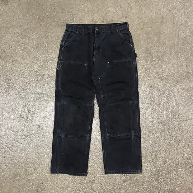Carhartt 블랙 더블니 워크 팬츠 (34“)