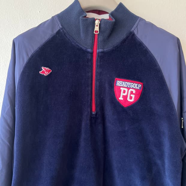 파리게이츠 여성 네이비 벨벳 벨로아 트랙탑티셔츠 반집업티셔츠