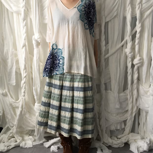 Oriental mood unbalanced blouse