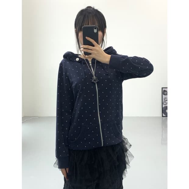 Petit Bateau Poly Dotted Zip Up Hoodies