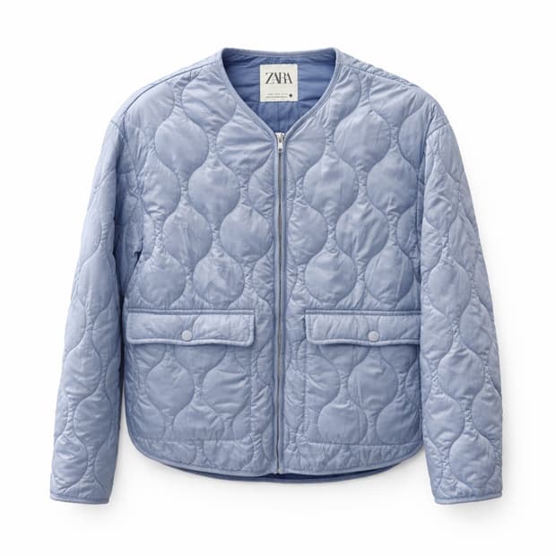 자라 오버사이즈 퀼팅 재킷 라이트 블루 S