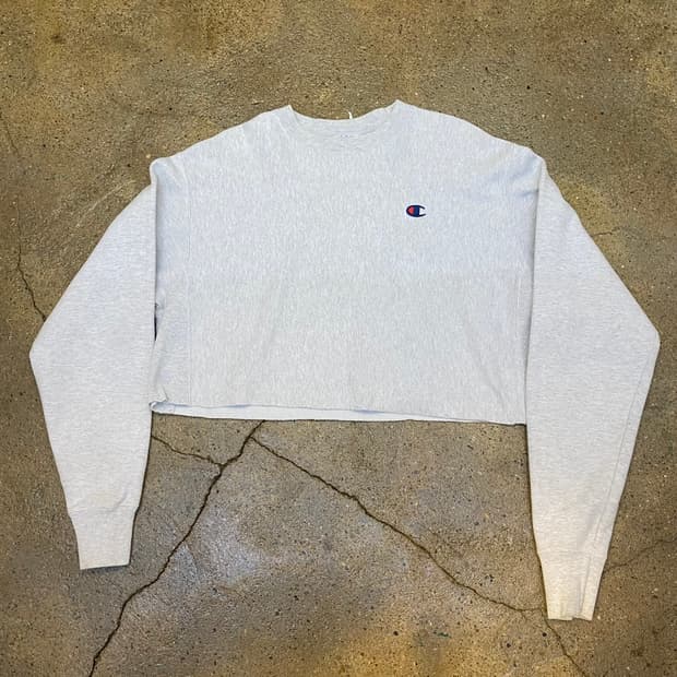 USA 미국 빈티지 리버스위브 챔피온 크롭 맨투맨 회색