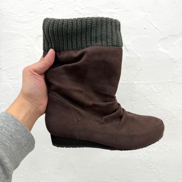 jelly beans 니트 커프 스웨이드 부츠