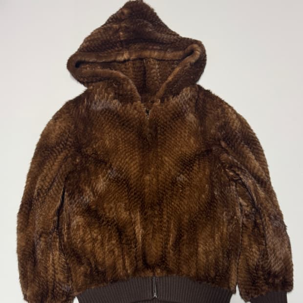 여성 빈티지 리얼 밍크 퍼 후드집업 55~66