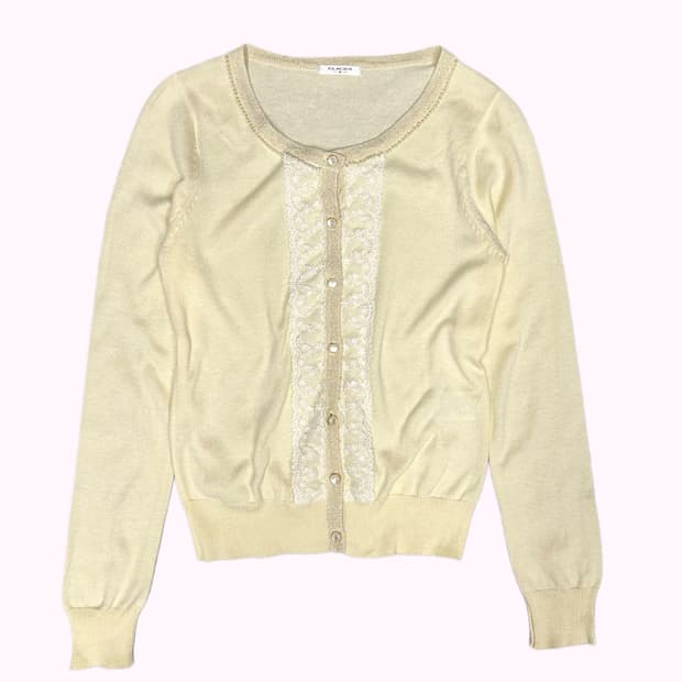 yellow lace knit cardigan