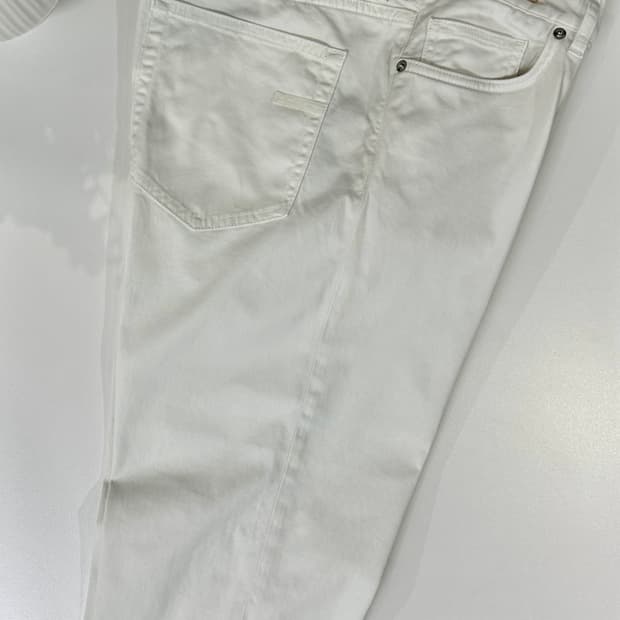 제냐 로시아 데님 팬츠 화이트 크림 슬림핏 36