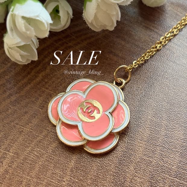 [SALE] 샤넬 까멜리아 플라워 핑크골드 목걸이