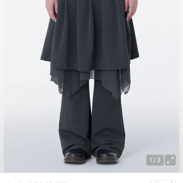 미세키서울 레이어드 스커트 팬츠 세트 차콜