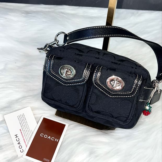 Coach Black Swan Signature Double Pocket